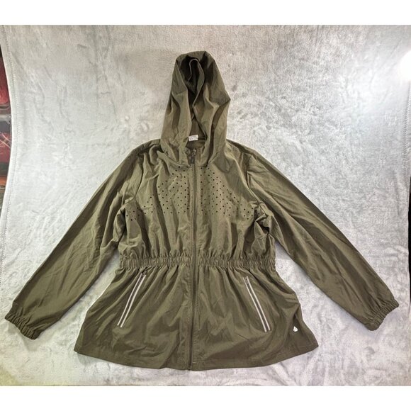 Cali Sport+ Jacket Women's 2X Olive Green Hooded w/Zipper and reflective pockets - Picture 1 of 7